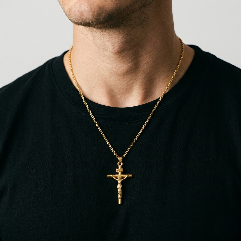 Jesus Cross Pendant Necklace | Choker Chain Style