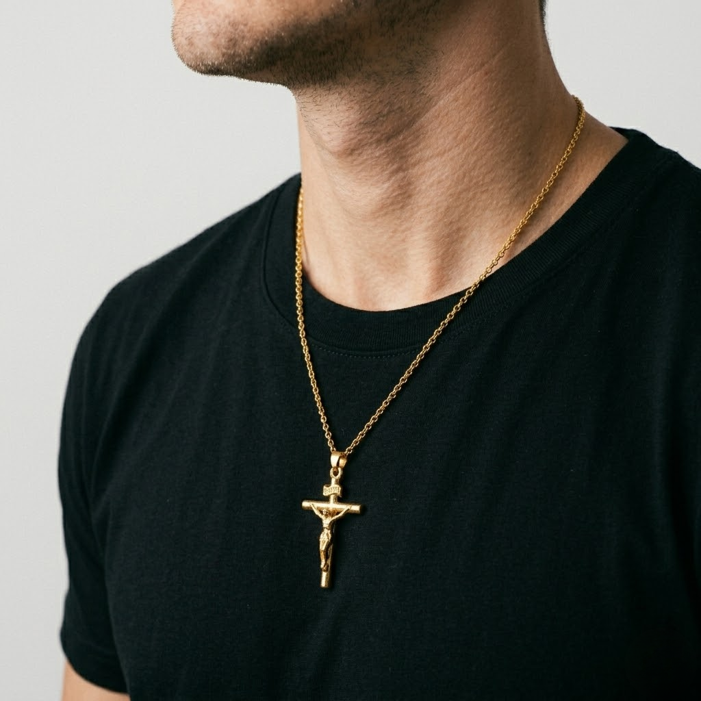 Jesus Cross Pendant Necklace | Choker Chain Style