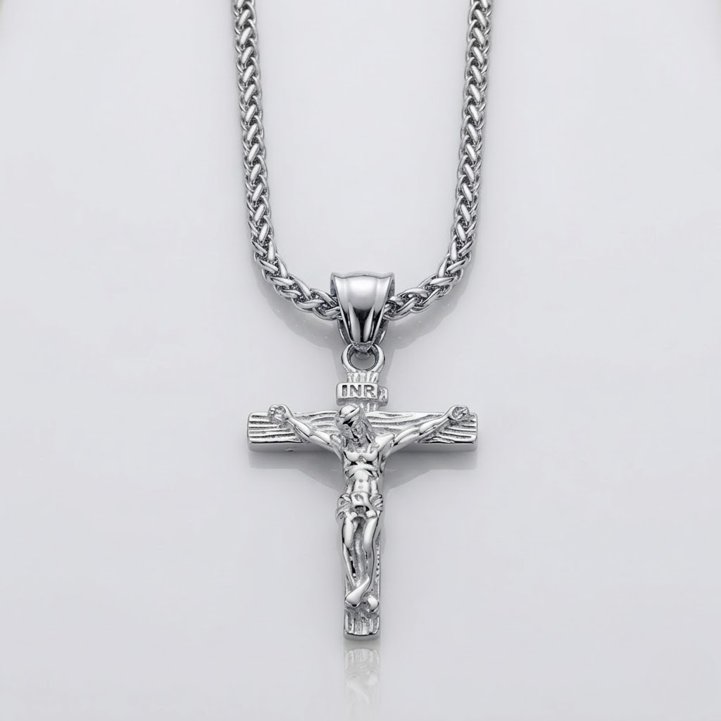 Jesus Cross Pendant Necklace with Chain | Gold and Silver