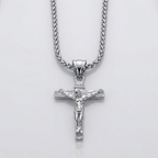 Jesus Cross Pendant Necklace with Chain | Gold and Silver