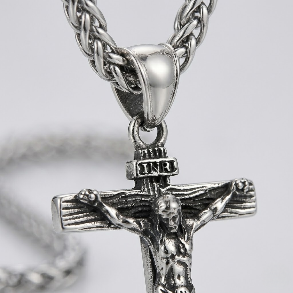 Jesus Cross Pendant Necklace with Chain | Gold and Silver