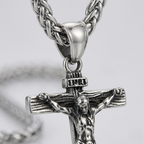 Jesus Cross Pendant Necklace with Chain | Gold and Silver