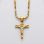 Jesus Cross Pendant Necklace with Chain | Gold and Silver