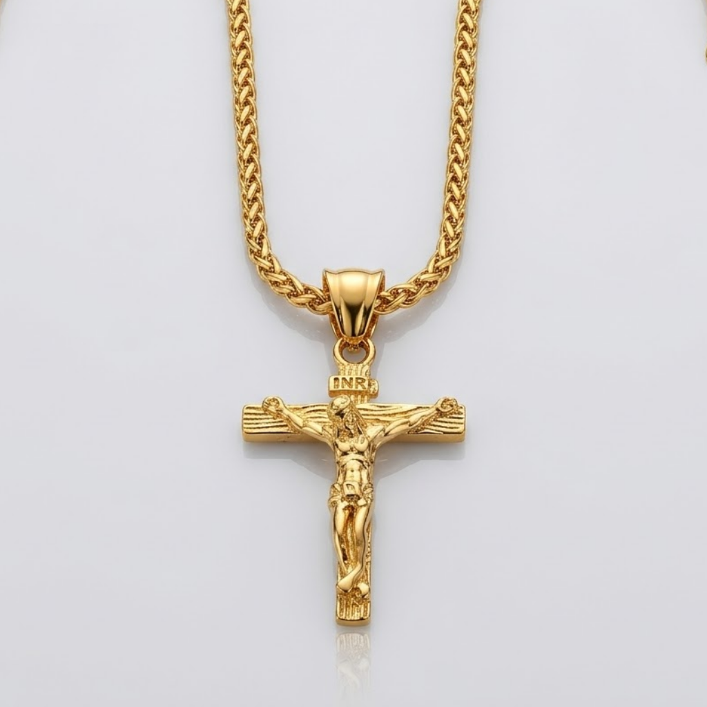 Jesus Cross Pendant Necklace with Chain | Gold and Silver