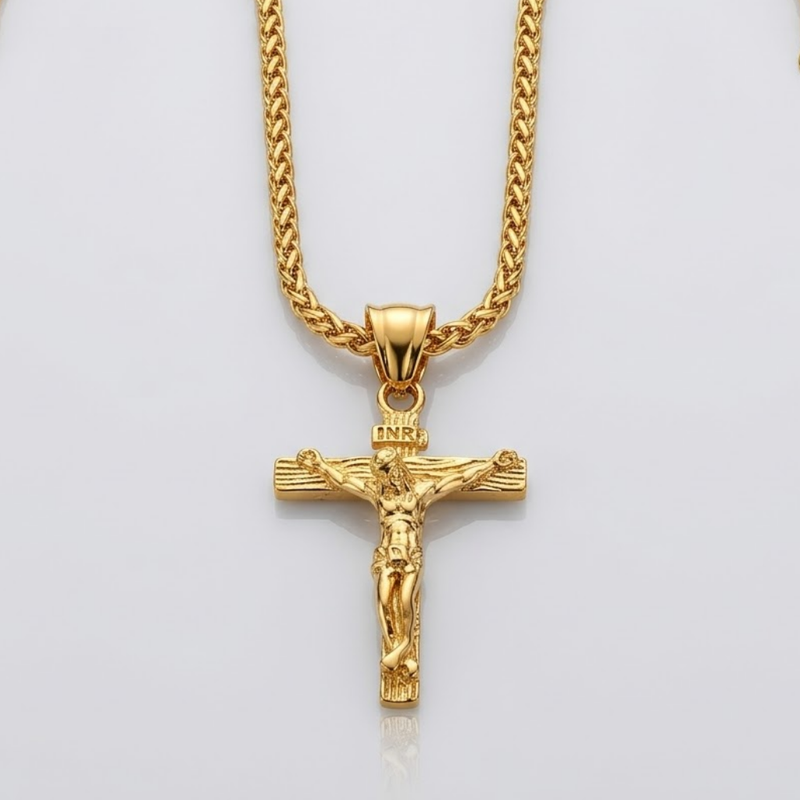 Jesus Cross Pendant Necklace with Chain | Gold and Silver