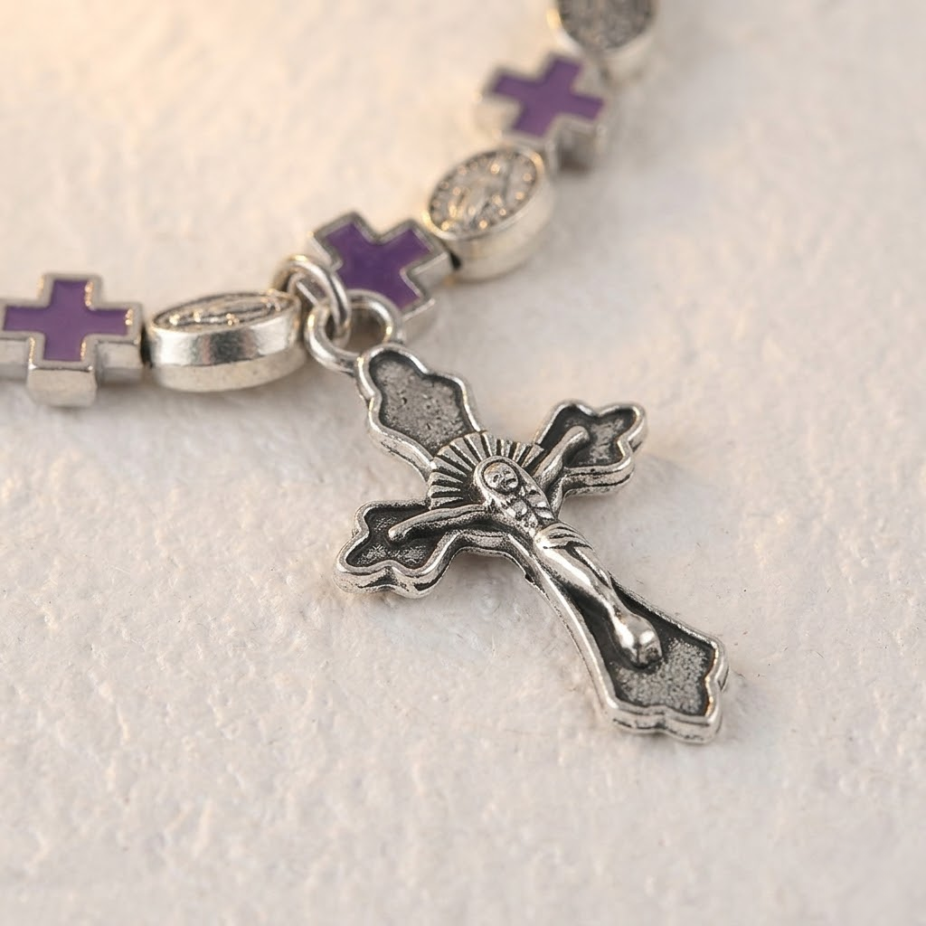 Jesus Cross Rosary Bracelet | Steel beaded-Tithesource-