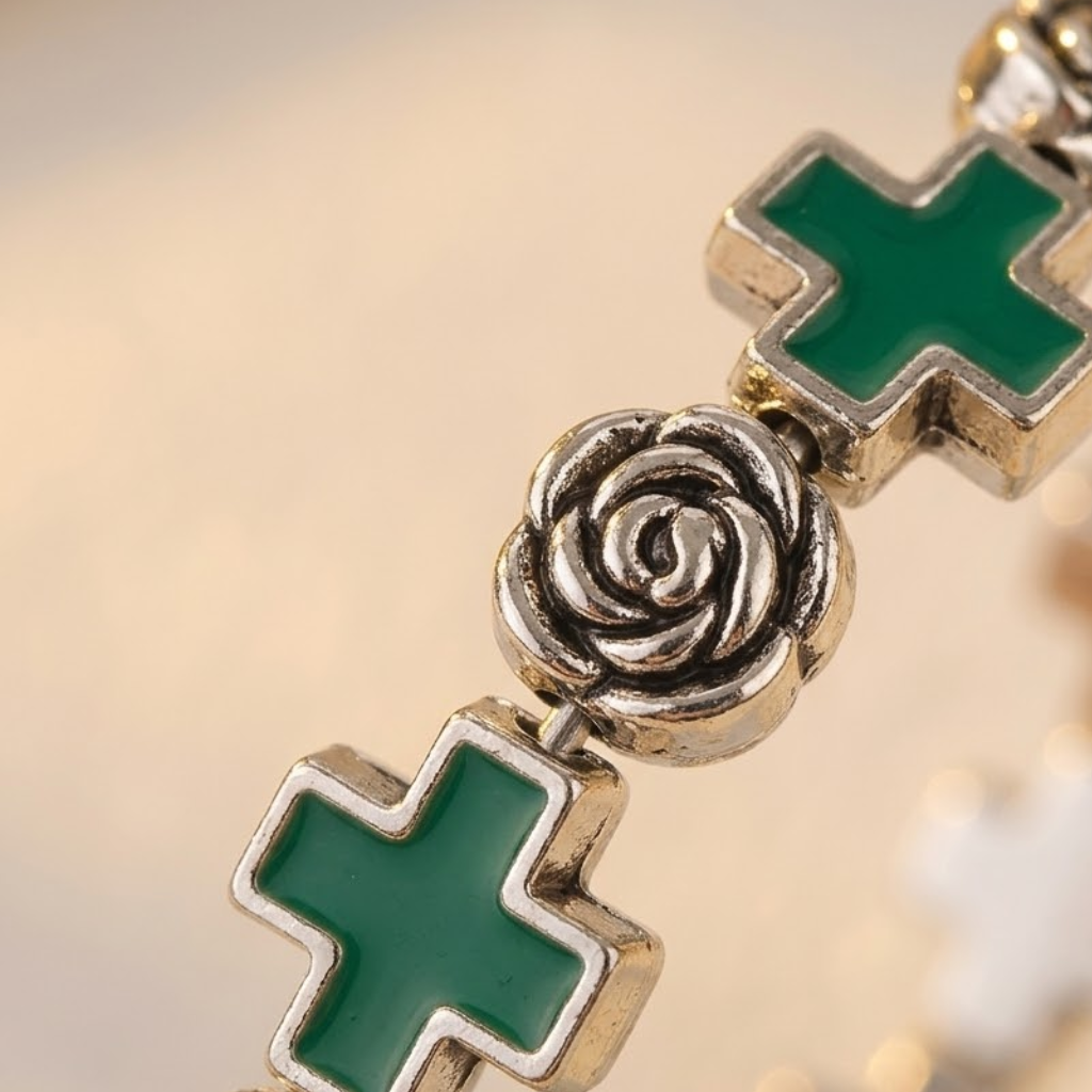 Jesus Cross Rosary Bracelet | Steel beaded-Tithesource-