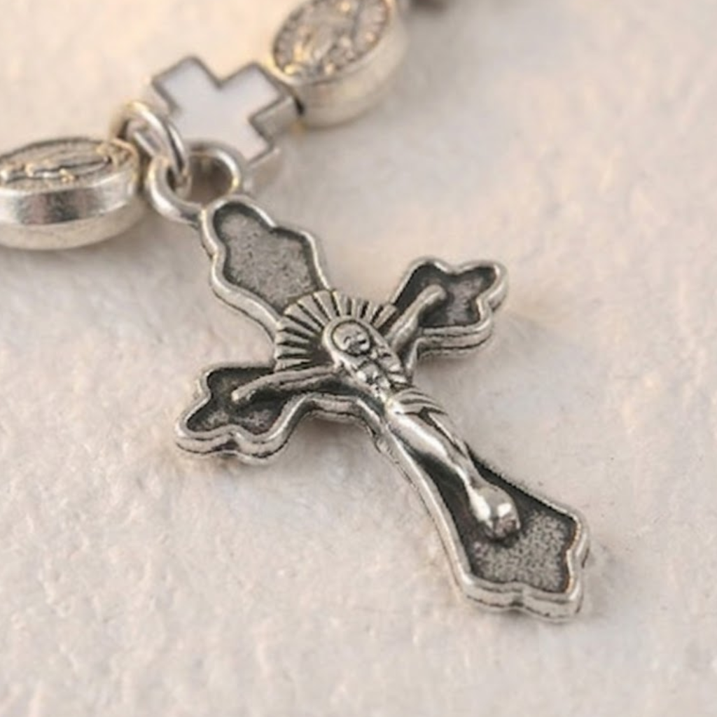 Jesus Cross Rosary Bracelet | Steel beaded-Tithesource-