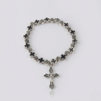 Jesus Cross Rosary Bracelet | Steel beaded-Tithesource-Black-