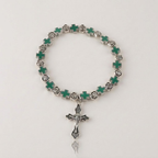Jesus Cross Rosary Bracelet | Steel beaded-Tithesource-Green-
