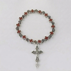 Jesus Cross Rosary Bracelet | Steel beaded-Tithesource-Orange-