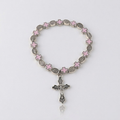 Jesus Cross Rosary Bracelet | Steel beaded-Tithesource-Pink-