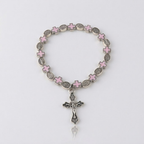 Jesus Cross Rosary Bracelet | Steel beaded-Tithesource-Pink-