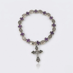 Jesus Cross Rosary Bracelet | Steel beaded-Tithesource-Purple-