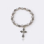 Jesus Cross Rosary Bracelet | Steel beaded-Tithesource-White-
