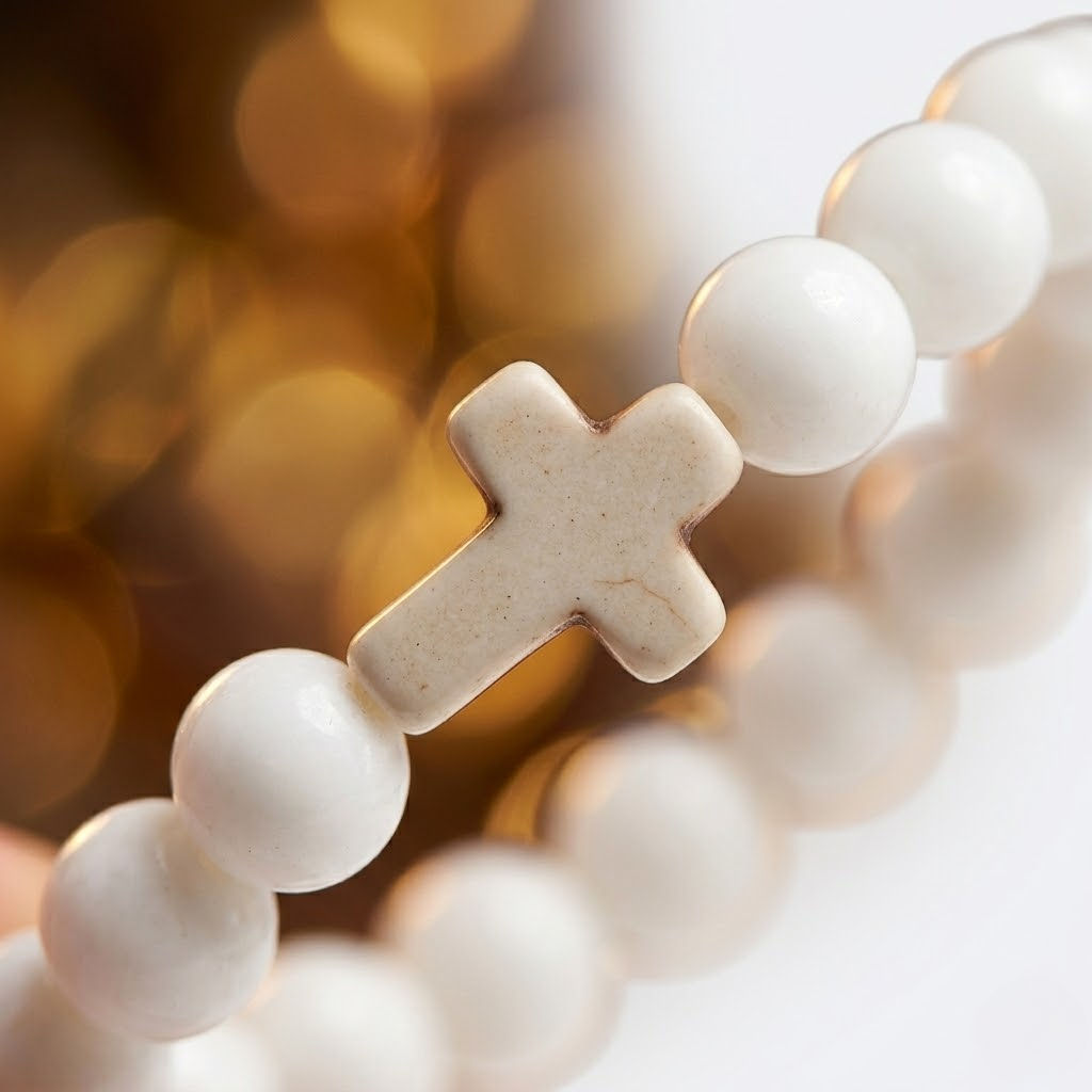Jesus Cross Stretch Beaded Bracelet