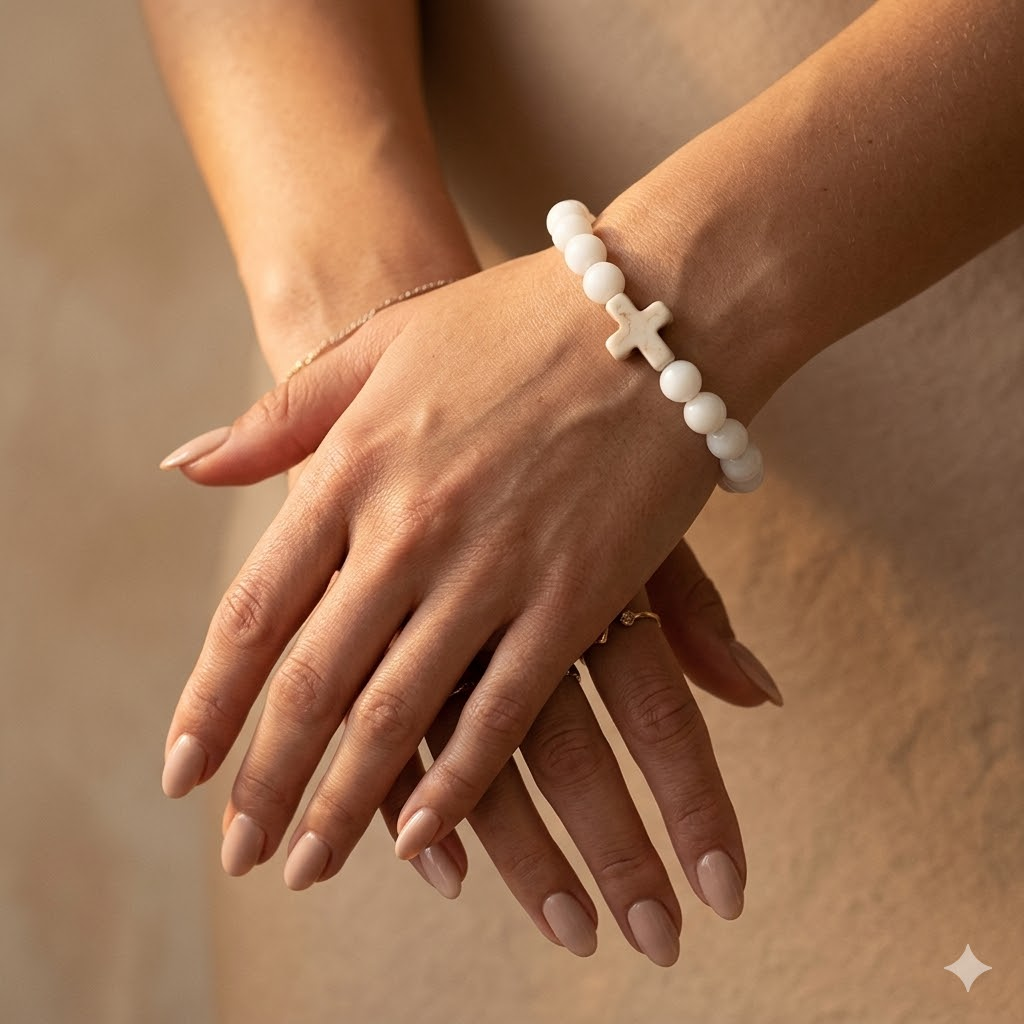 Jesus Cross Stretch Beaded Bracelet