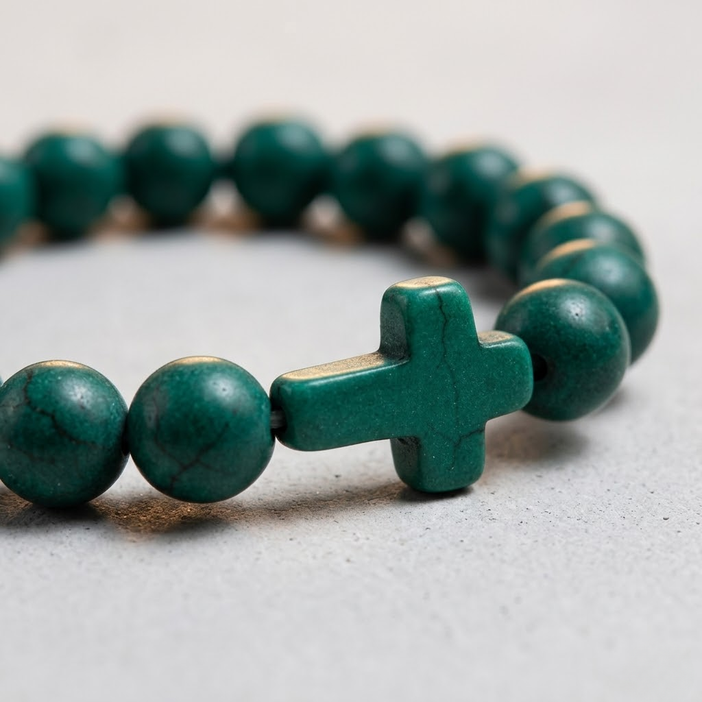 Jesus Cross Stretch Beaded Bracelet