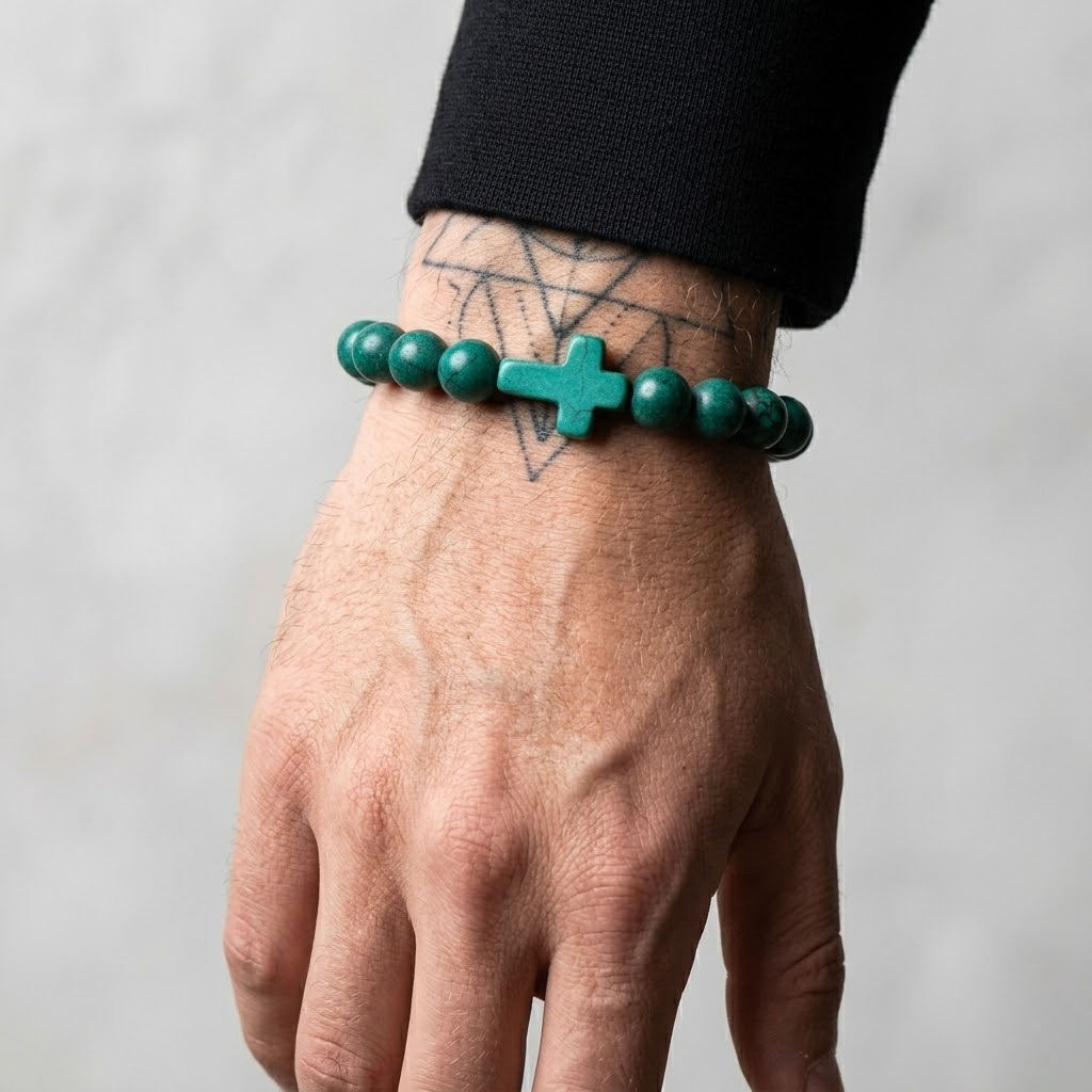Jesus Cross Stretch Beaded Bracelet
