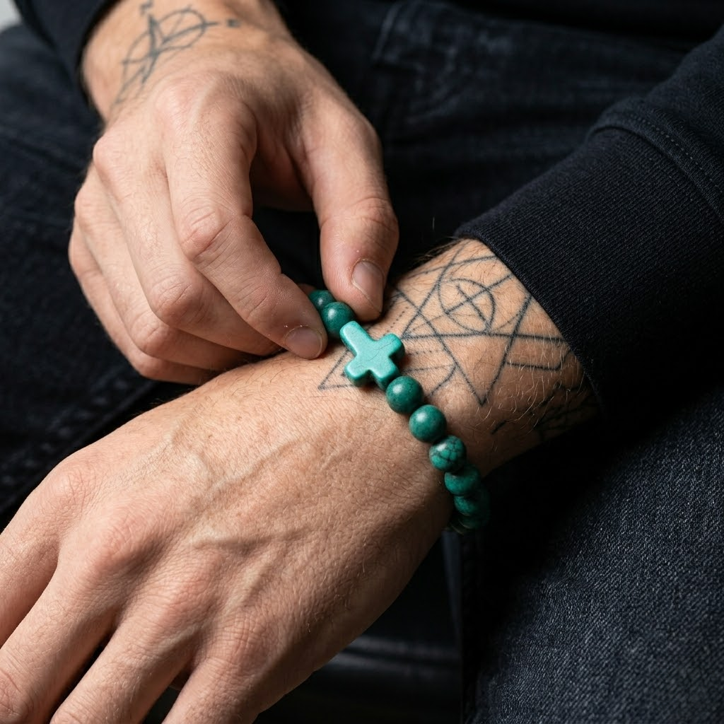 Jesus Cross Stretch Beaded Bracelet