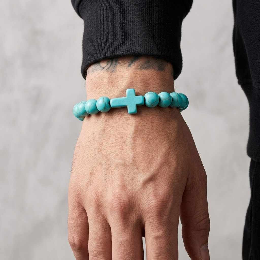 Jesus Cross Stretch Beaded Bracelet