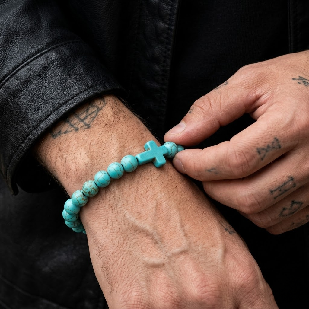 Jesus Cross Stretch Beaded Bracelet