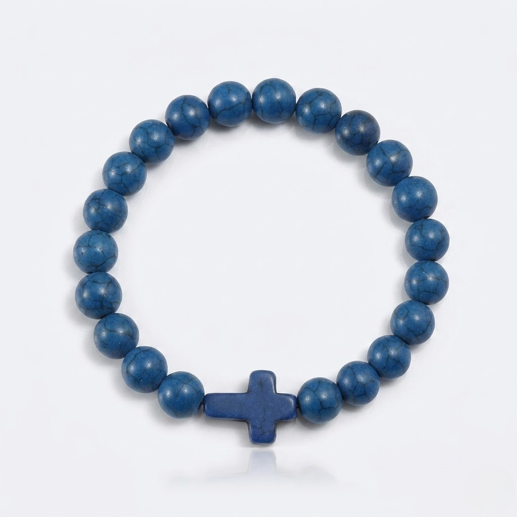 Jesus Cross Stretch Beaded Bracelet
