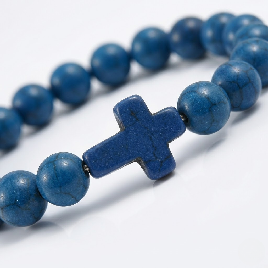 Jesus Cross Stretch Beaded Bracelet