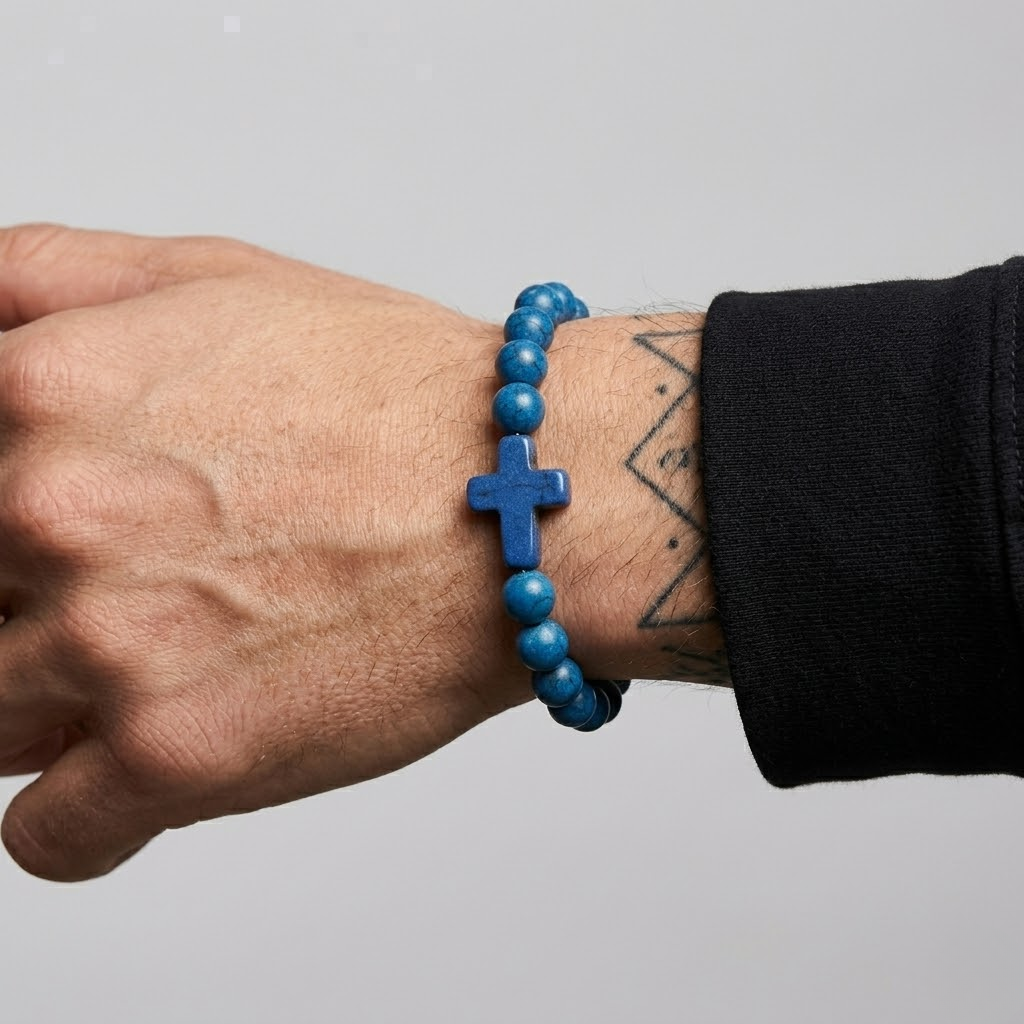Jesus Cross Stretch Beaded Bracelet