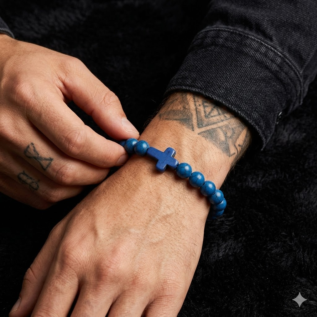 Jesus Cross Stretch Beaded Bracelet