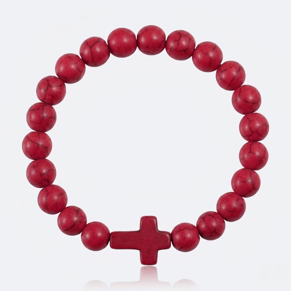 Jesus Cross Stretch Beaded Bracelet