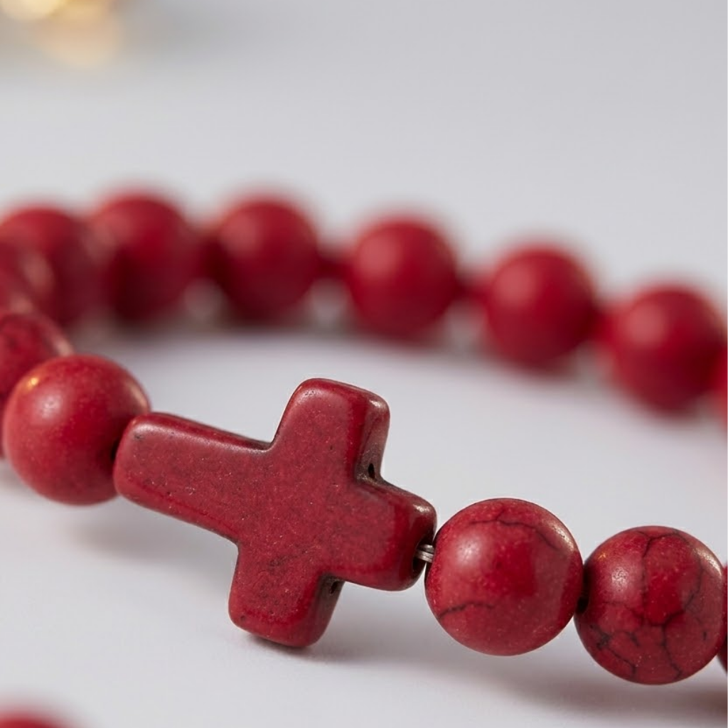 Jesus Cross Stretch Beaded Bracelet