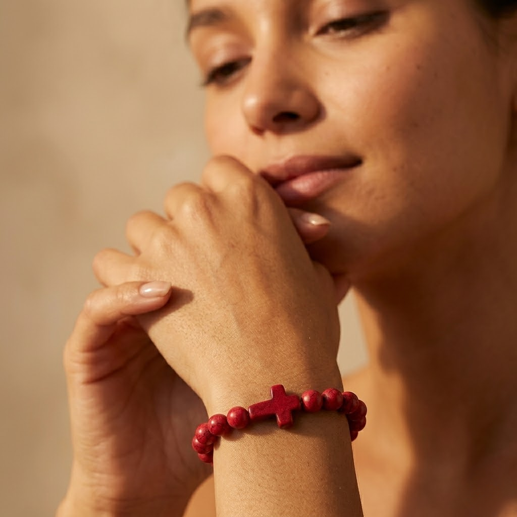 Jesus Cross Stretch Beaded Bracelet