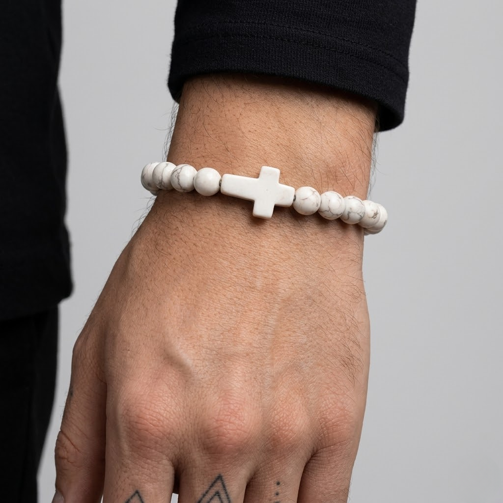 Jesus Cross Stretch Beaded Bracelet