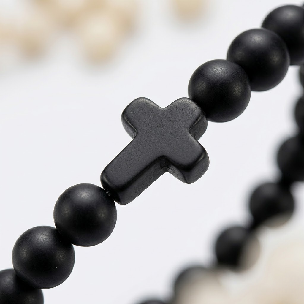 Jesus Cross Stretch Beaded Bracelet