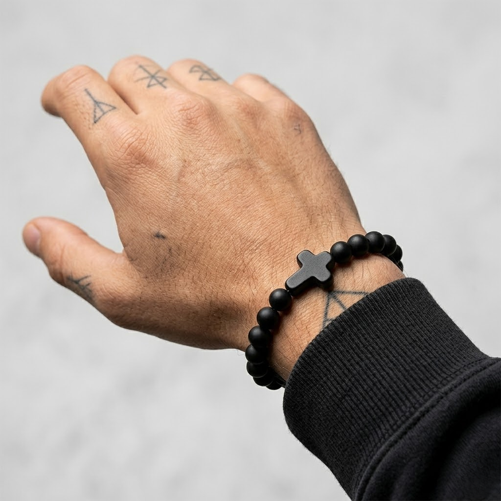 Jesus Cross Stretch Beaded Bracelet