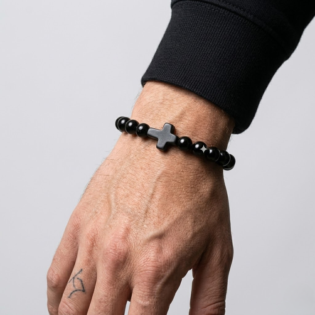 Jesus Cross Stretch Beaded Bracelet