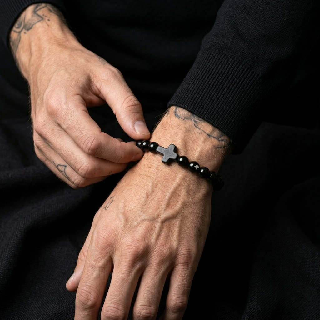 Jesus Cross Stretch Beaded Bracelet