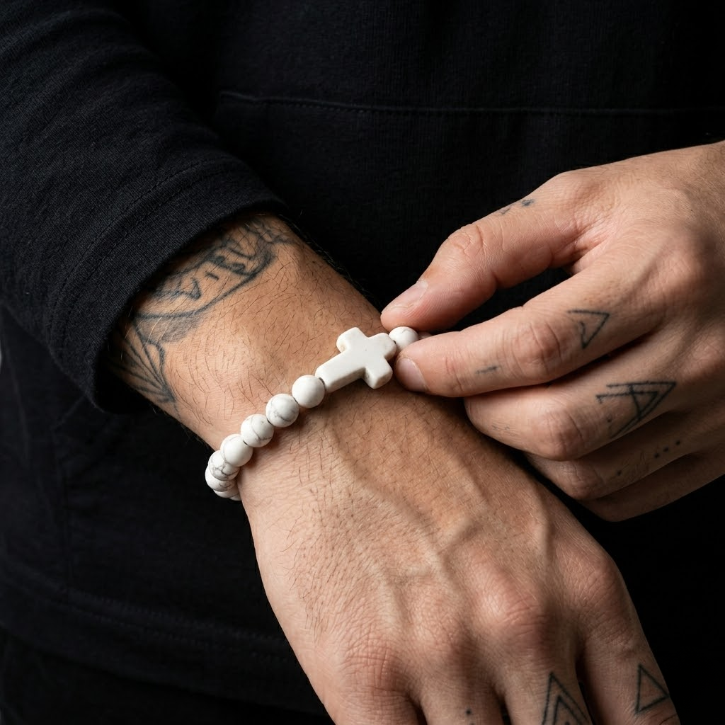 Jesus Cross Stretch Beaded Bracelet