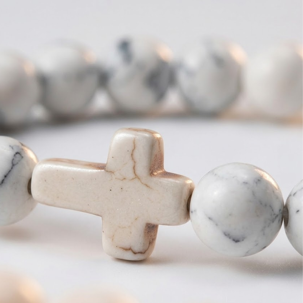 Jesus Cross Stretch Beaded Bracelet