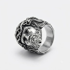 Jesus Ring Christian Face Crown of Thorns Stainless Steel Statement Ring Men-Tithesource-