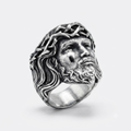 Jesus Ring Christian Face Crown of Thorns Stainless Steel Statement Ring Men-Tithesource-Silver-7-