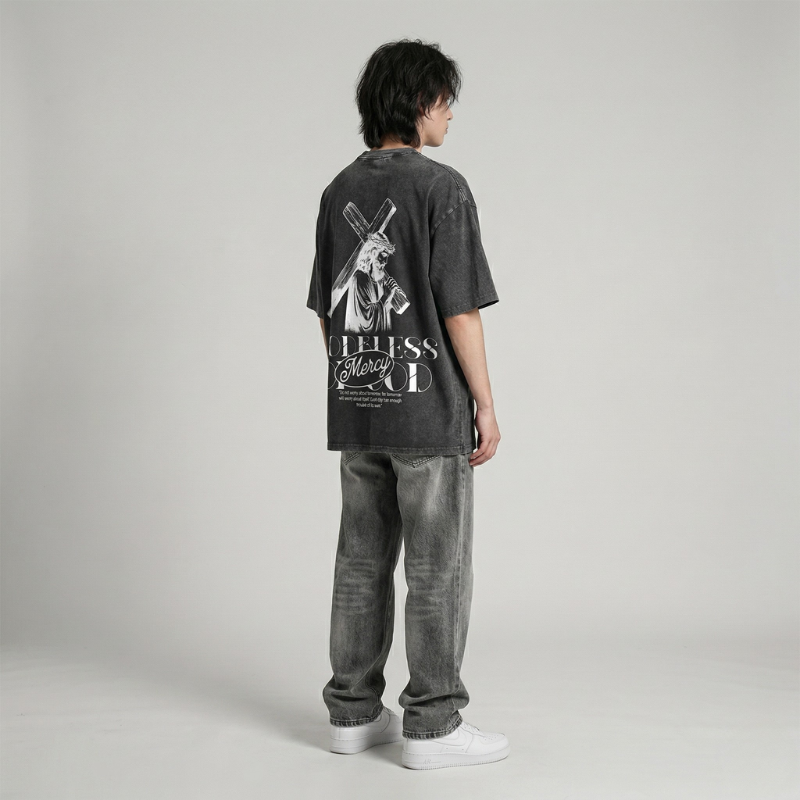 Jesus Vintage Washed Gothic Oversized T-Shirt | Christian