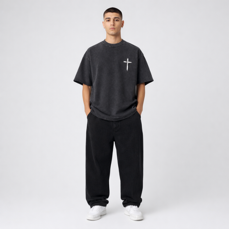 Jesus Vintage Washed Gothic Oversized T-Shirt | Christian