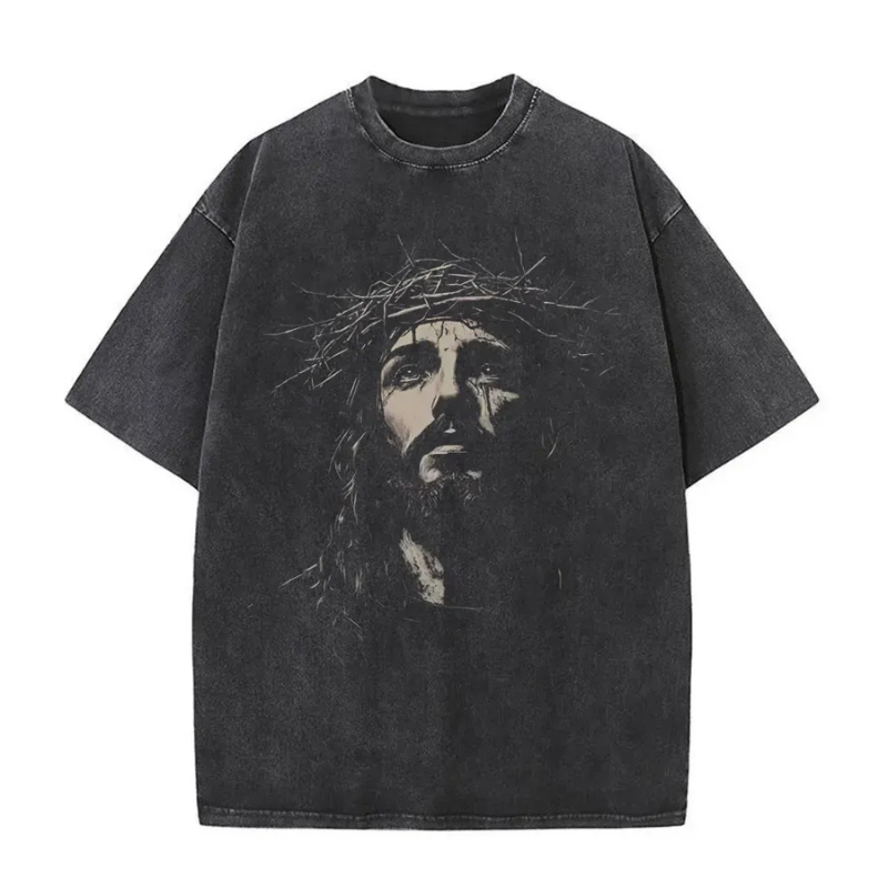 Jesus Vintage Washed Gothic Oversized T-Shirt | Christian
