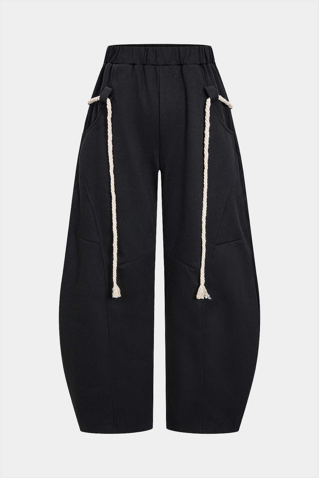 Joggers Women - Wide Leg Drawstring Sweatpants-Tithesource-Black-S-
