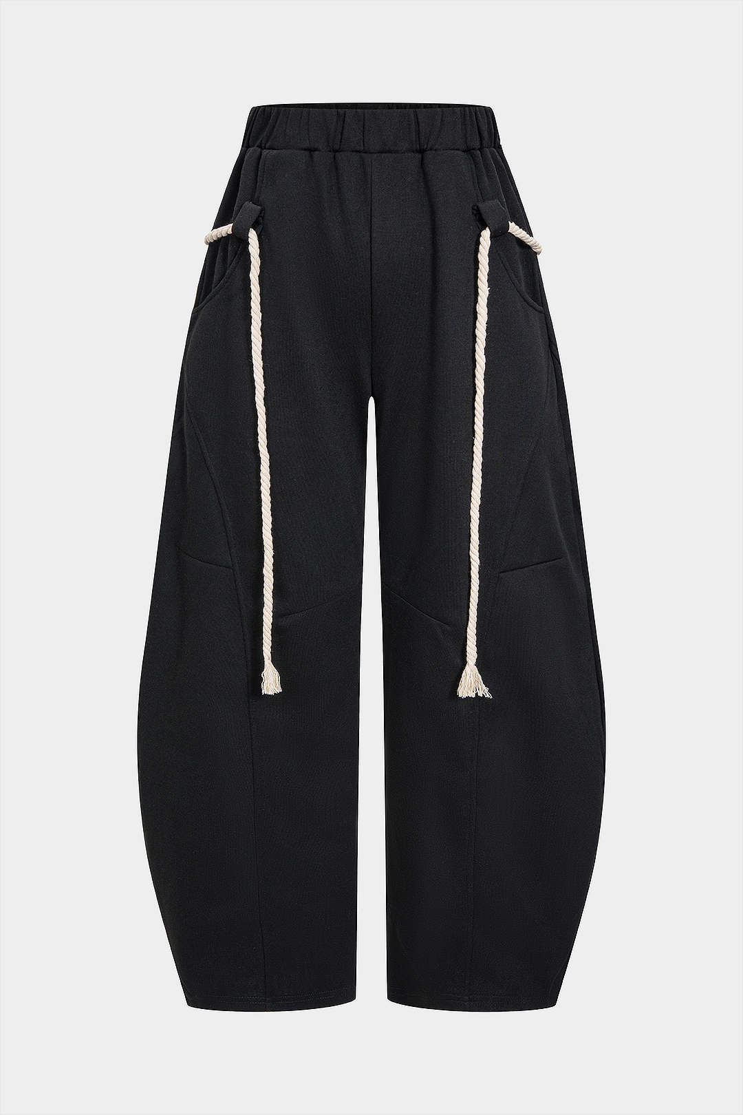Joggers Women - Wide Leg Drawstring Sweatpants-Tithesource-Black-S-