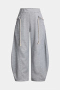 Joggers Women - Wide Leg Drawstring Sweatpants-Tithesource-Gray-S-