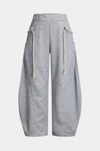 Joggers Women - Wide Leg Drawstring Sweatpants-Tithesource-Gray-S-