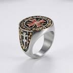 Knights Templar Ring Crusader Red Cross Masonic Signet Stainless Steel-Tithesource-